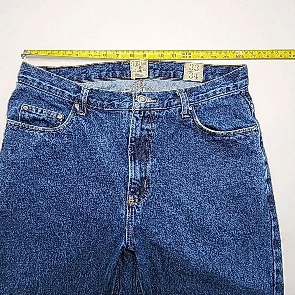 Red Head Jeans Men Sz 33 x 34 Dark Wash Denim Blue 100% Cotton Straight Pants